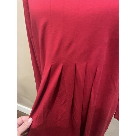 J. Jill Wearever Collection Red Pleated Dress, 3/4 Sleeves, Petite Small - Picture 3 of 9